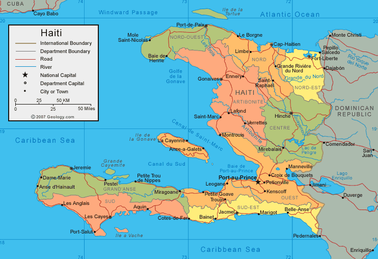 Regional Political Map of Haiti